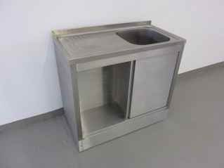 Edelstahl-Industrieeinrichtung Spülenschrank 1000x500x850 mm mit einem Becken Schrankraum in Hygieneausführung